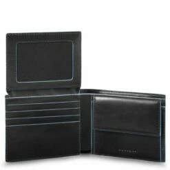 Piquadro Blue Square Men's Wallet With Flip Up/Coin Pocket Black -NL Rugzak Verkoopwinkel pu4518b2r n dett1