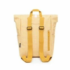 Lefrik Mini Roll Backpack 13" Printed Vichy Mustard -NL Rugzak Verkoopwinkel roll mini vichy mustard trasera