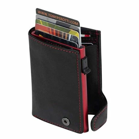 Tony Perotti Furbo Leren Pasjeshouder Met Kleingeldvak Rood / Zwart 3 Tony Perotti Furbo Leren Pasjeshouder Met Kleingeldvak Rood / Zwart