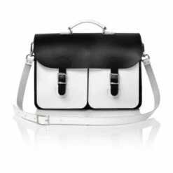 OldSchool Bags Schooltas Extra Large Zwart-Wit -NL Rugzak Verkoopwinkel schoudertas leer oldschool bags xl zwart wit3 1