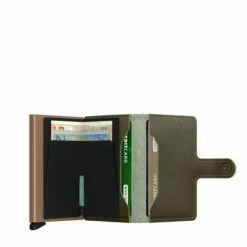 Secrid Mini Wallet Portemonnee Saffiano Olive -NL Rugzak Verkoopwinkel secrid miniwallet saffiano olive open