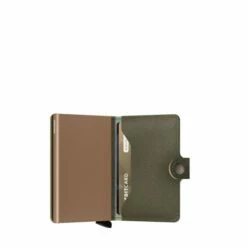 Secrid Mini Wallet Portemonnee Saffiano Olive -NL Rugzak Verkoopwinkel secrid miniwallet saffiano olive semi open