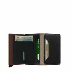 Secrid Slim Wallet Portemonnee Saffiano Brown -NL Rugzak Verkoopwinkel secrid slimwallet saffiano brown open