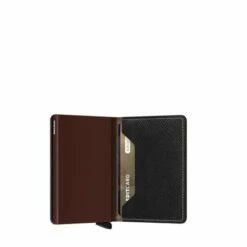 Secrid Slim Wallet Portemonnee Saffiano Brown -NL Rugzak Verkoopwinkel secrid slimwallet saffiano brown semi open